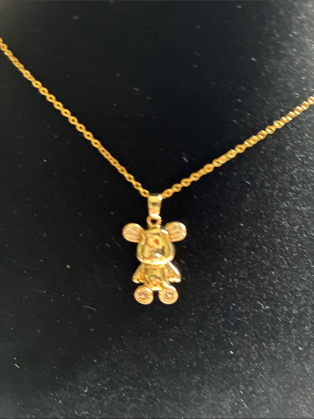 Gold Bear Pendant Necklace - Cute Teddy Charm stainless steel